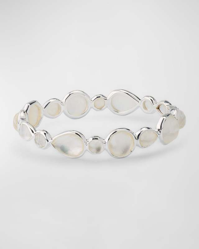 Sterling Silver Rock Candy Mother-of-Pearl Hinged Bangl
