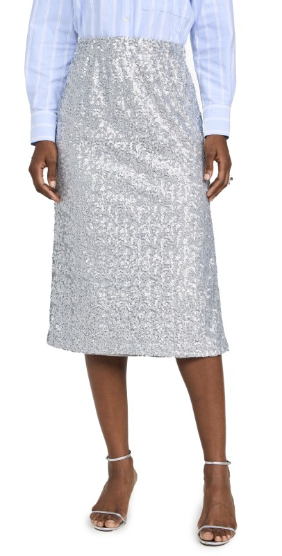 Stine Goya Straight Midi Skirt Steel Grey