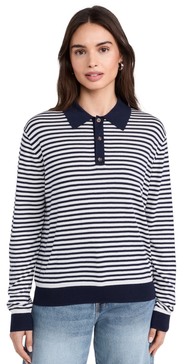 La Ligne Stripe Classic Sweater Polo Cream/Navy