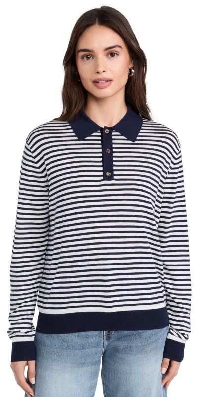 La Ligne Stripe Classic Sweater Polo Cream/Navy