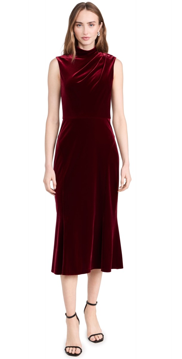 Shoshanna Audrey Velvet Dress Bordeaux