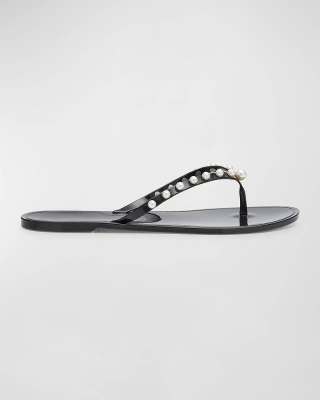 Goldie Pearly Stud Jelly Thong Sandals