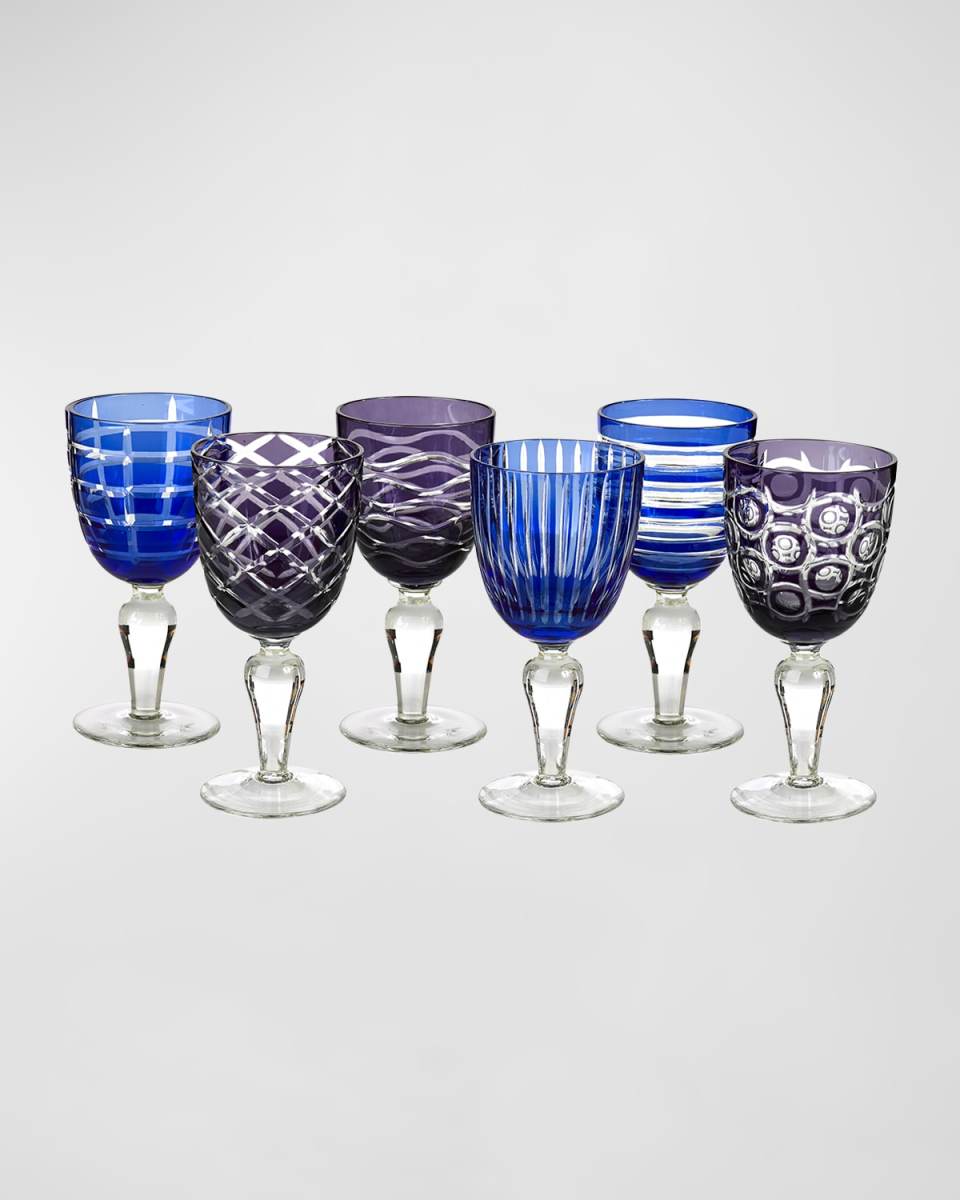 Cobalt Mix Wine Glasses, Set of 6