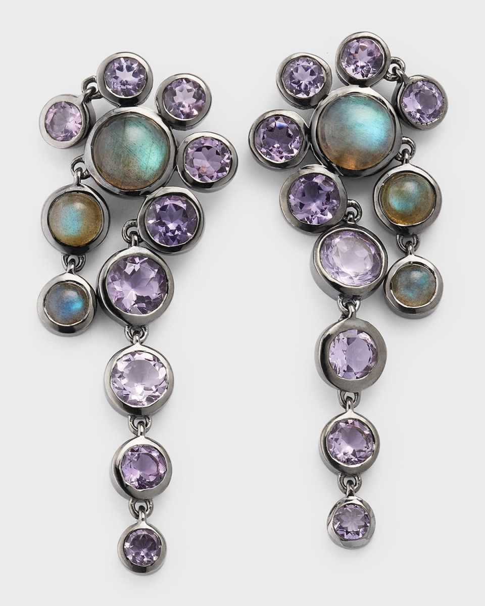 Sterling Silver Mini Loop Labradorite Drop Earrings