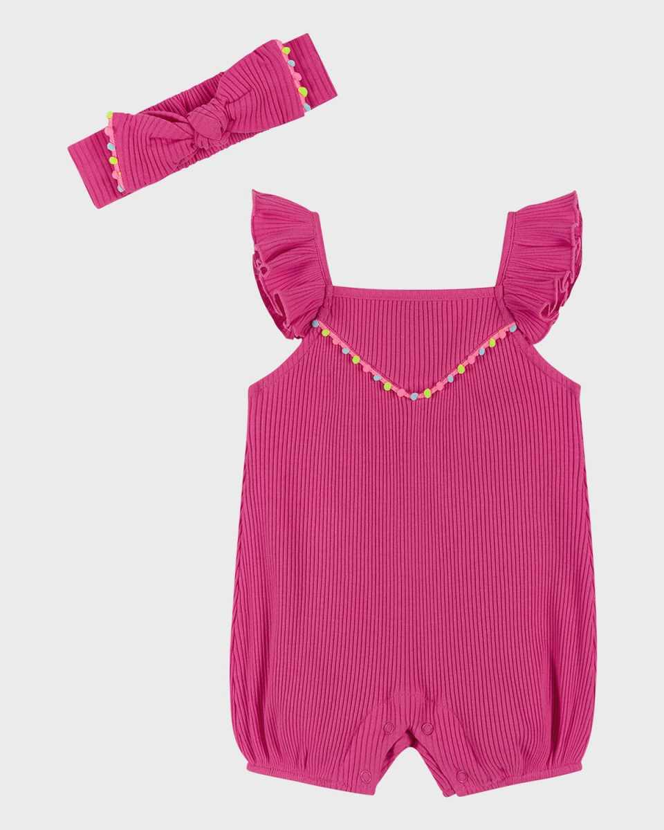 Girl's Knit Romper W/ Headband, Size Newborn-18