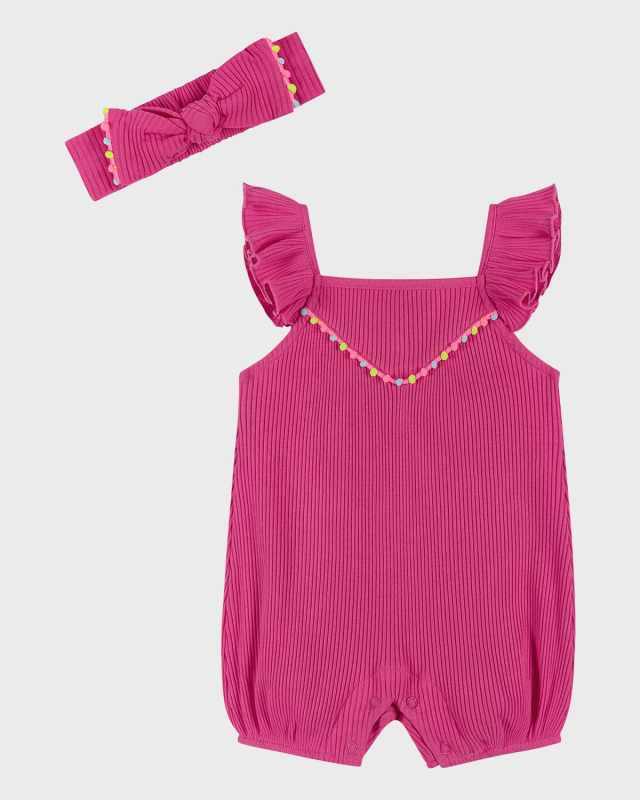 Girl's Knit Romper W/ Headband, Size Newborn-18