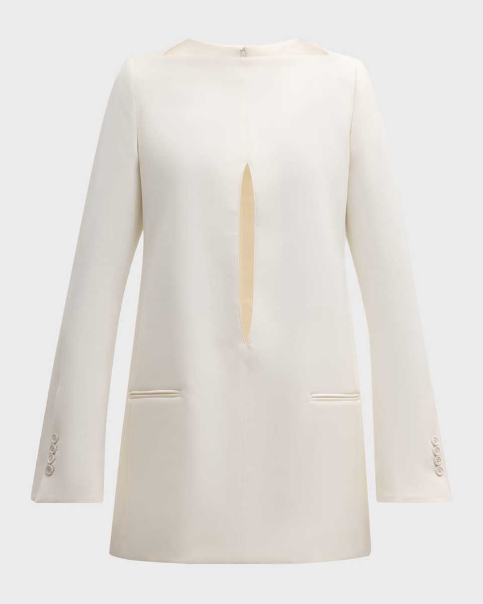Cutout Flare-Sleeve Tailored Tunic Blouse