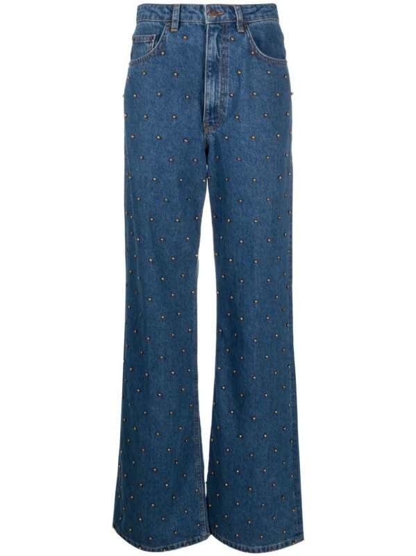 beaded wide-leg jeans