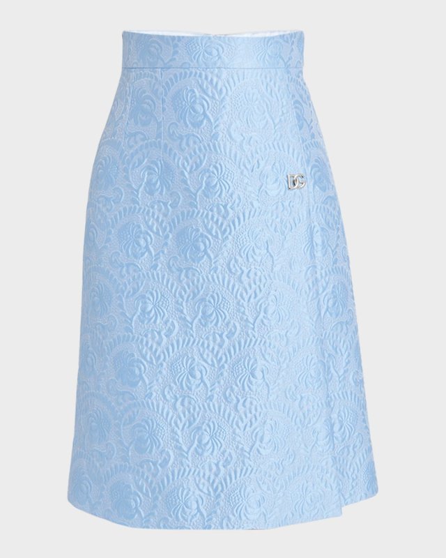 Floral Jacquard Matelasse A-Line Skirt
