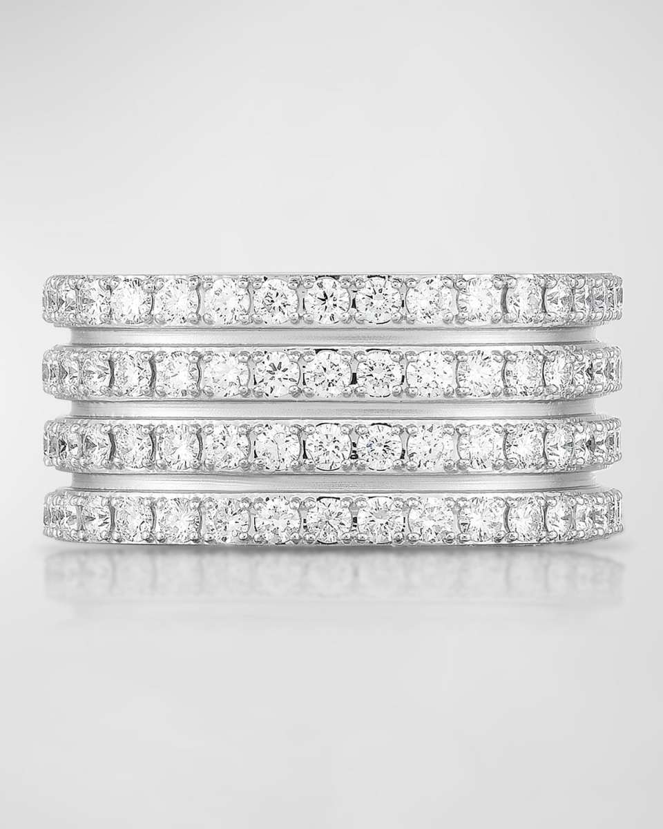 18K White Gold Portofino 4 Row Diamond Band, Size 6