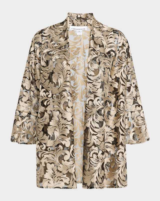 Open-Front Embroidered Lace Jacket