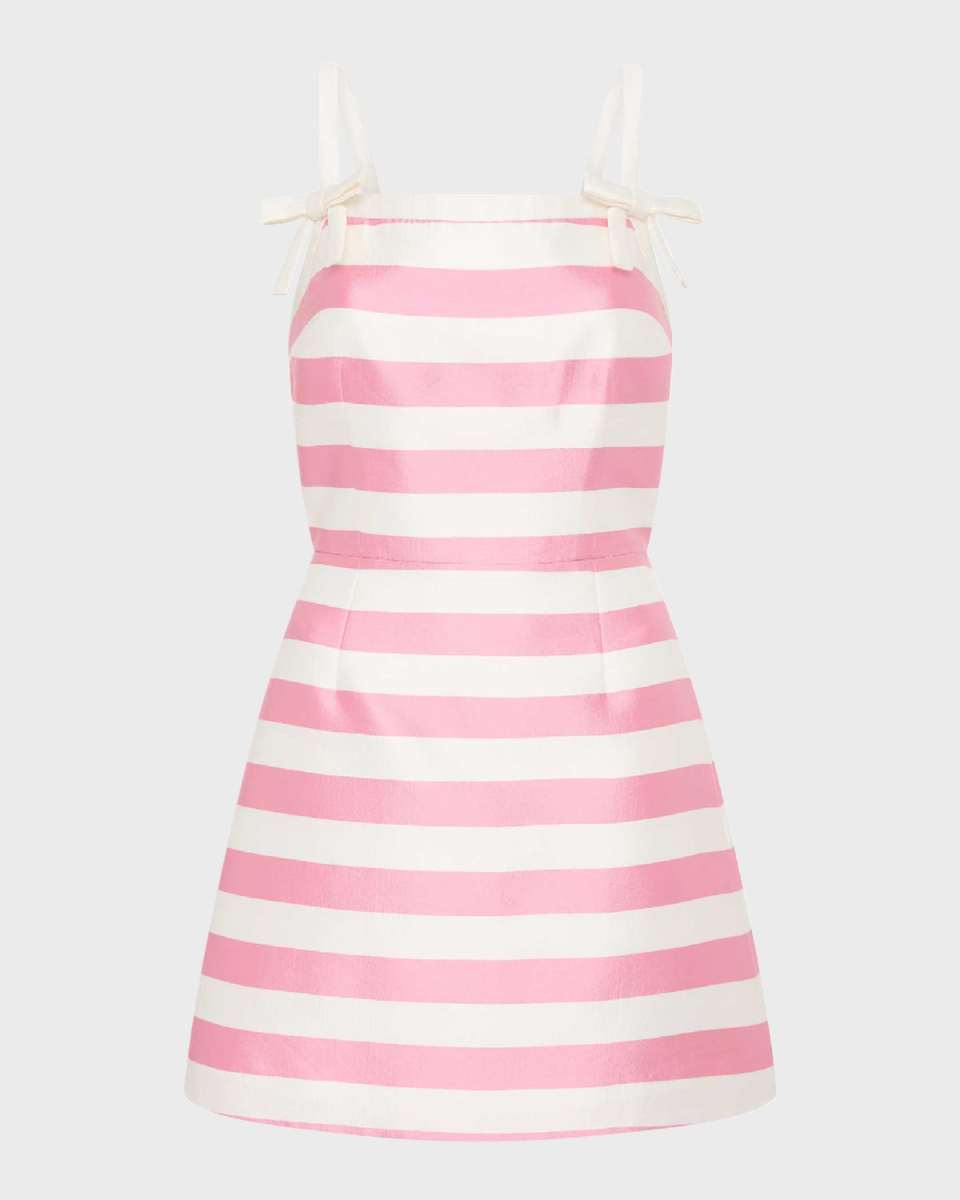 Jocelyn Striped Square-Neck Mini Dress