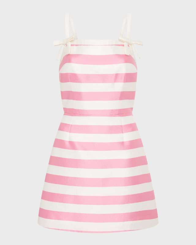 Jocelyn Striped Square-Neck Mini Dress