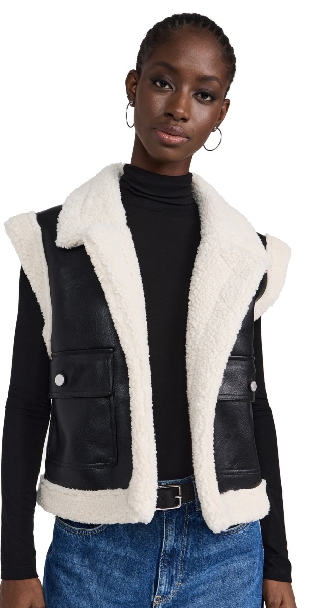 Avec Les Filles Sherpa Vest Black/Cream