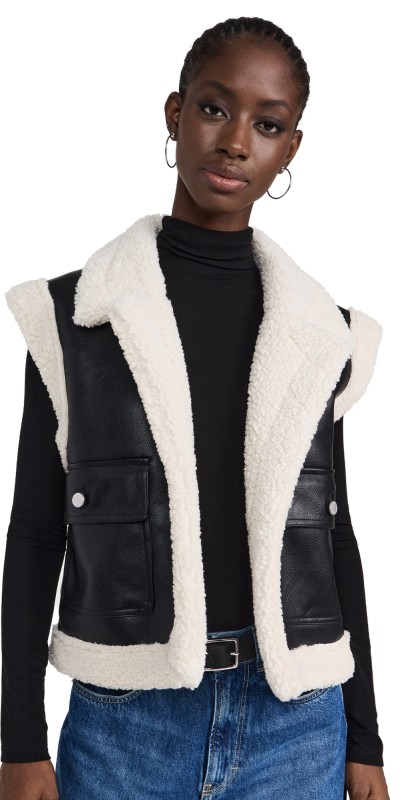 Avec Les Filles Sherpa Vest Black/Cream