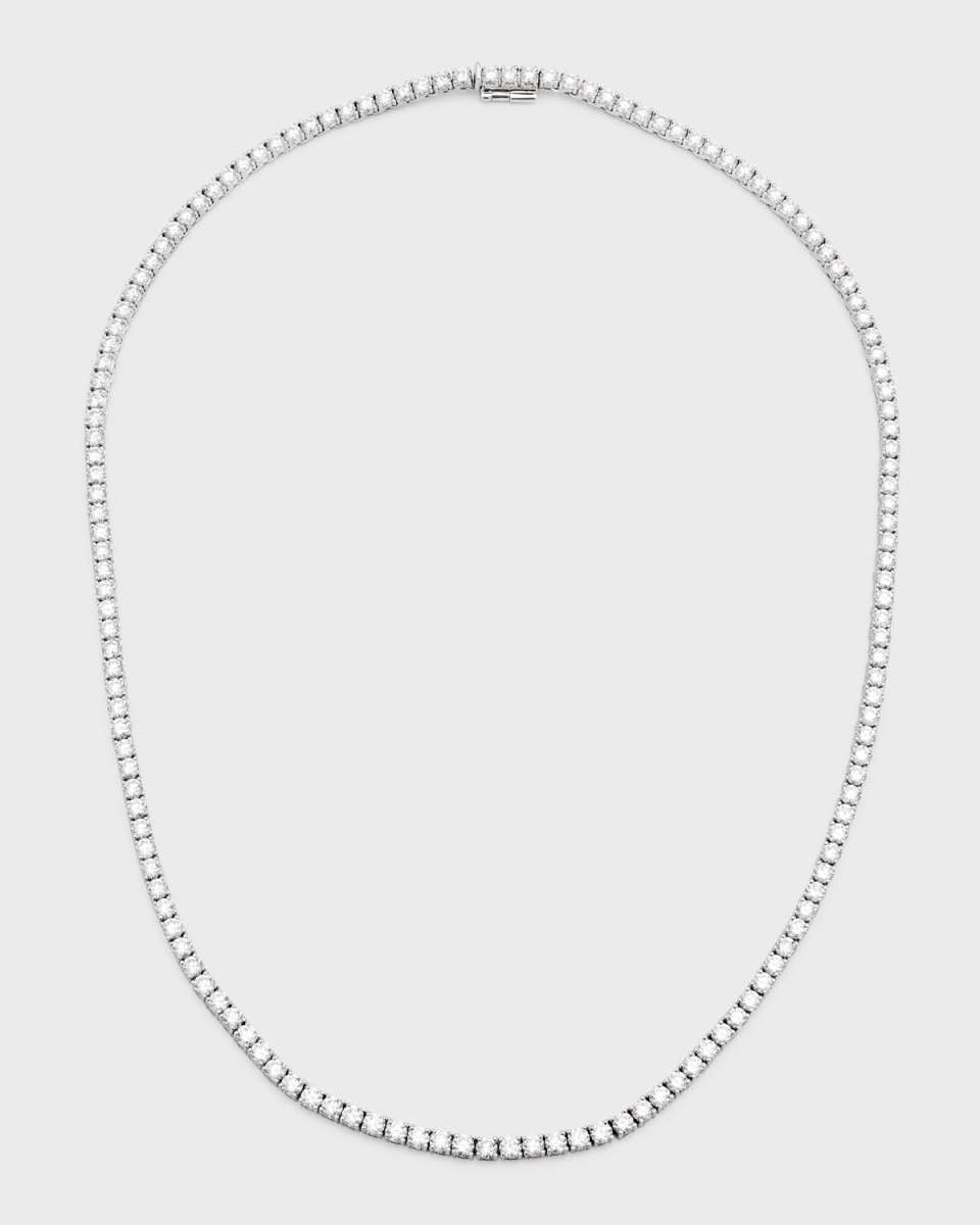 18k White Gold Diamond Tennis Necklace, 18"L, 14.7tcw