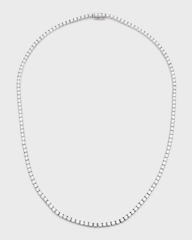 18k White Gold Diamond Tennis Necklace, 18"L, 14.7tcw