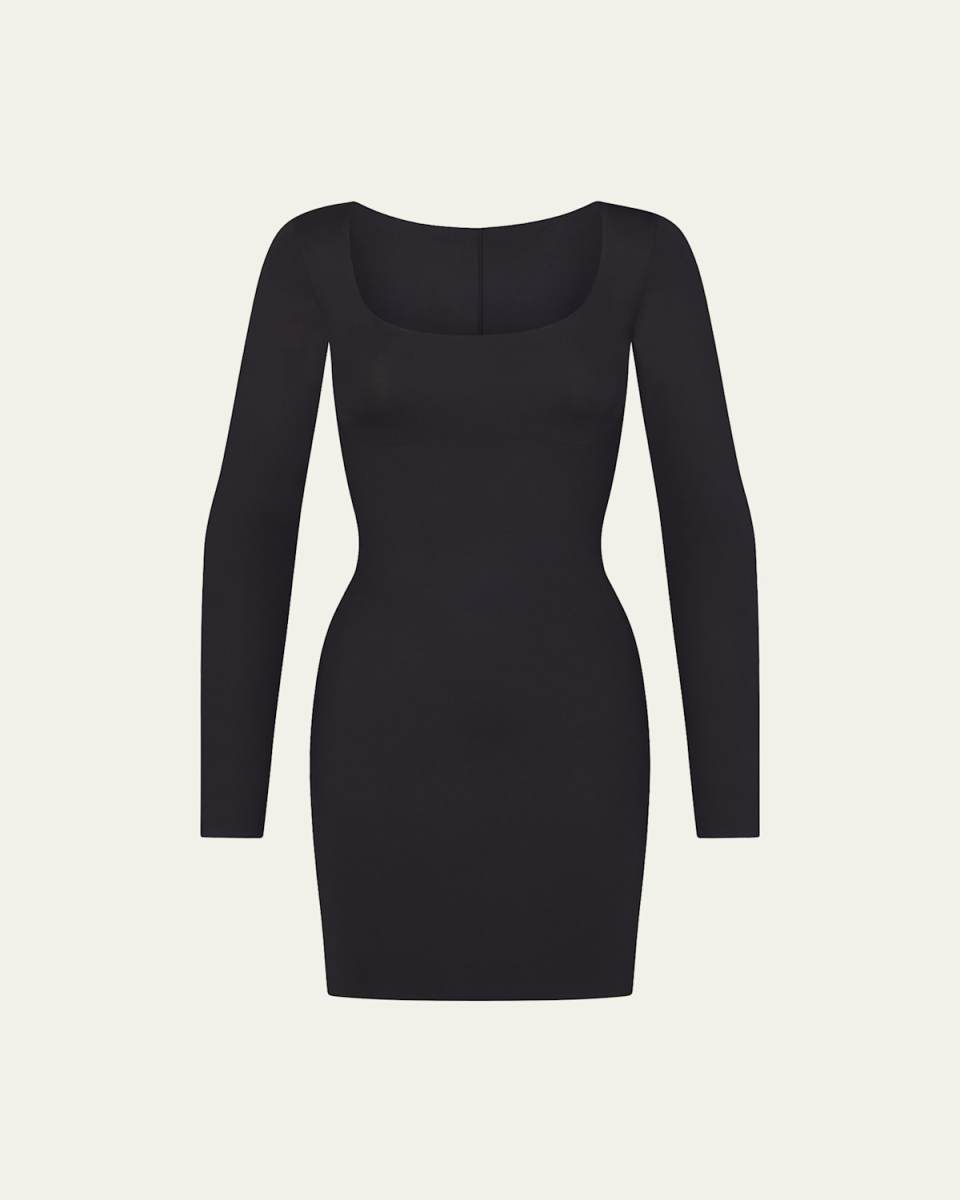 Skims Body Long-Sleeve Scoop-Neck Mini Dress