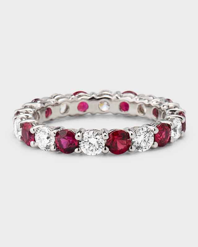 Platinum Ruby and Diamond Band, Size 6.75, 2.55tcw