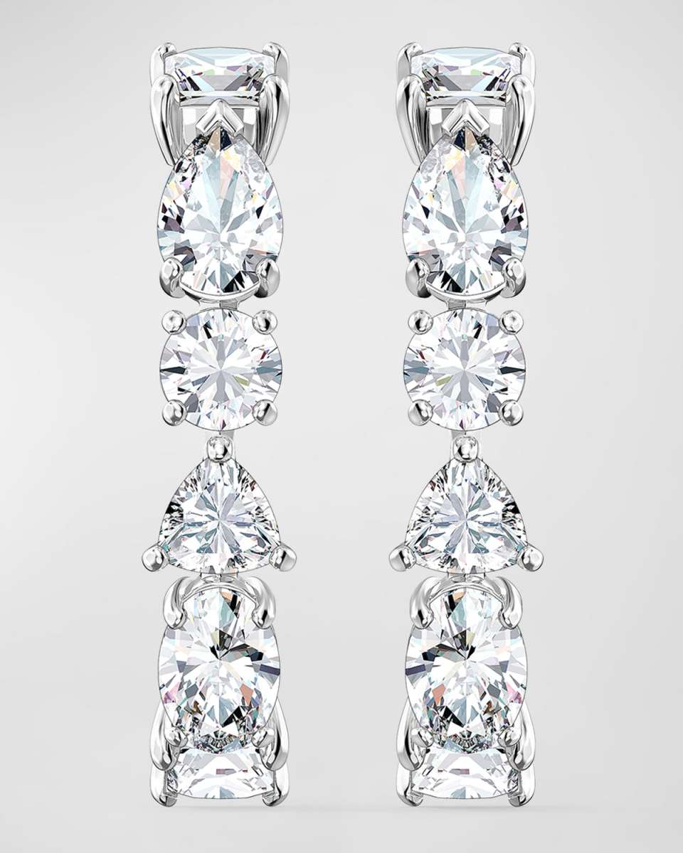 Rhodium-Plated Mixed-Cut Crystal Tennis Deluxe Cuff Earrings