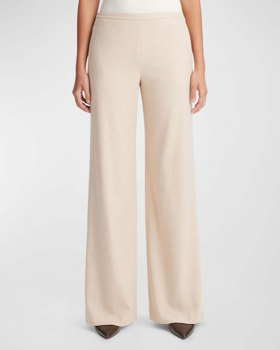 Brushed Flannel Wide-Leg Pants