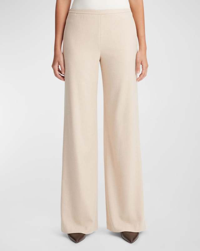 Brushed Flannel Wide-Leg Pants