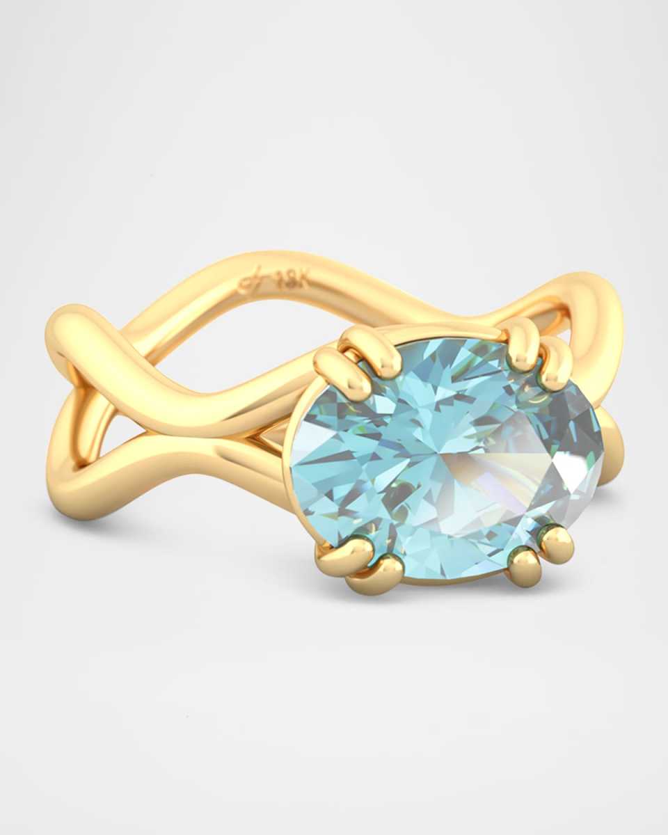 18K Gold Rose Ring with Aquamarine