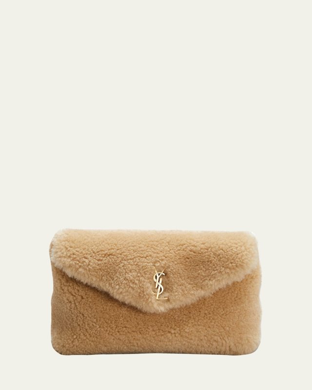 Puffer Small YSL Shearling Pouch Clutch Bag