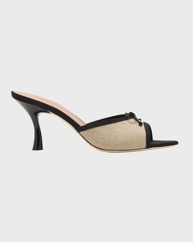 x Tabitha Simmons Lily Linen Bow Mule Sandals