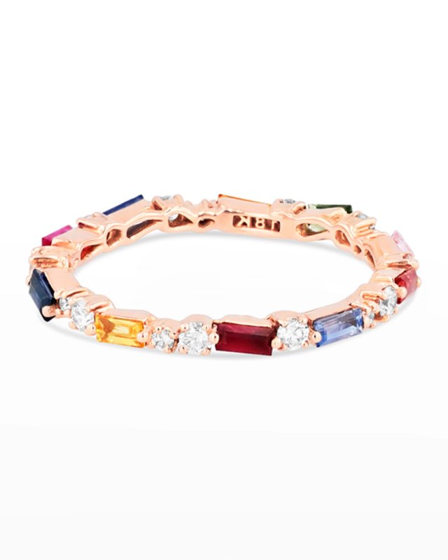 Rainbow Sapphire Thin Mix Eternity Ring Size 4-8