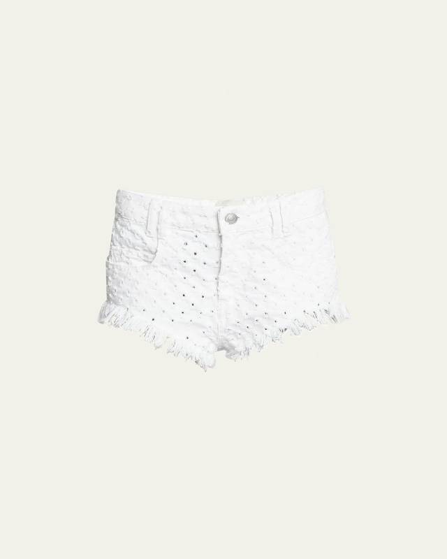 Aneida Eyelet Frayed Shorts