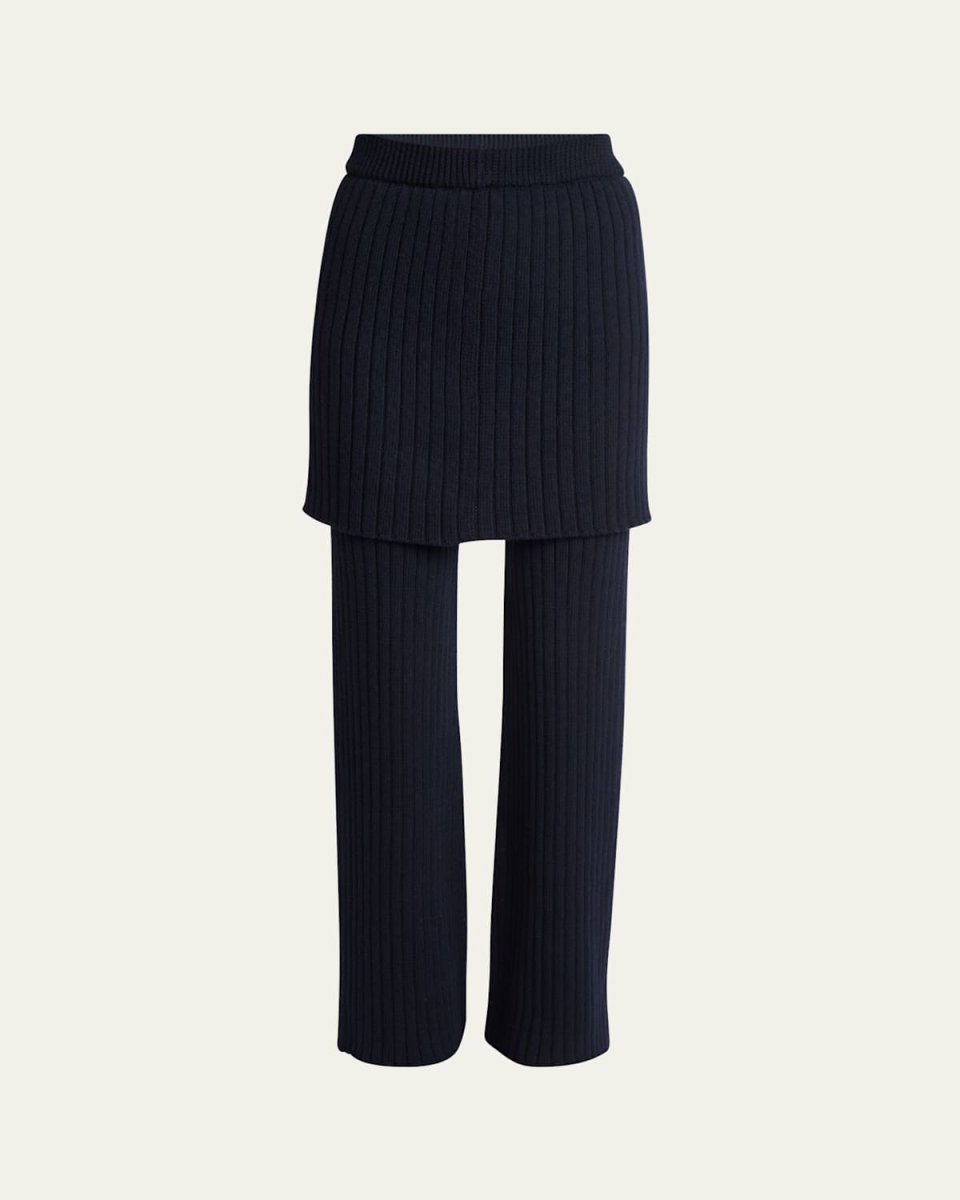 Folded Skirt Knit Trousers