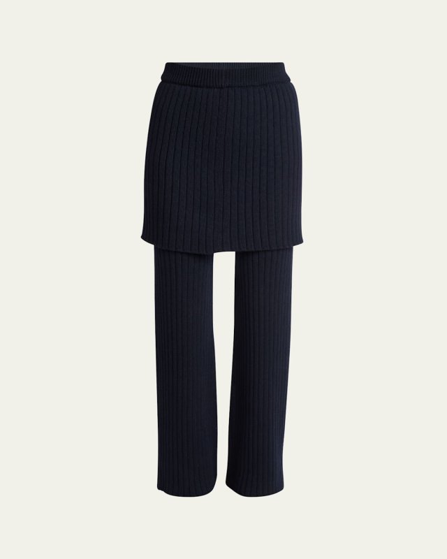 Folded Skirt Knit Trousers