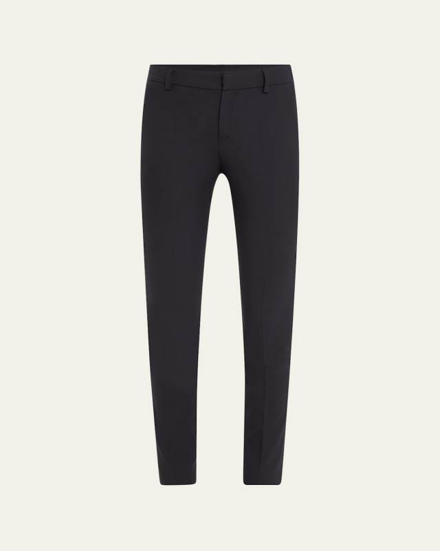 Tropical Wool Straight-Leg Tailored Trousers with Slit