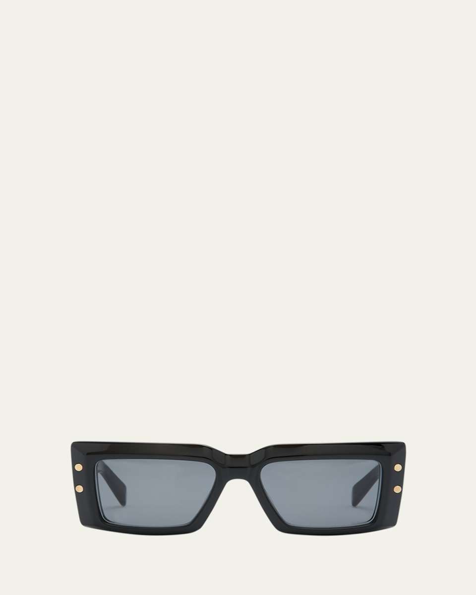 Imperial Black Acetate & Titanium Rectangle Sunglasses