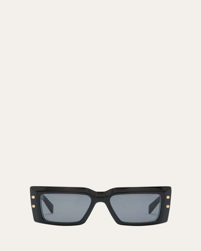 Imperial Black Acetate & Titanium Rectangle Sunglasses
