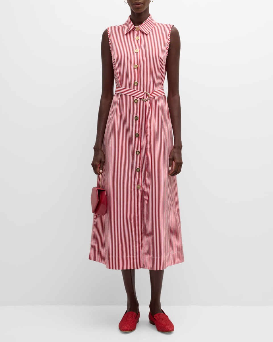 Roy Sleeveless Striped Midi Shirtdress
