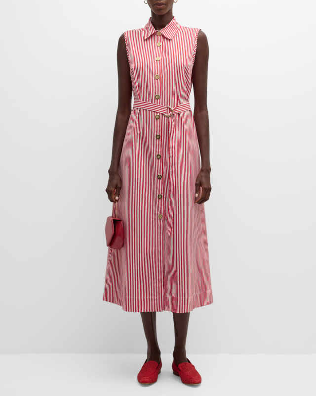 Roy Sleeveless Striped Midi Shirtdress