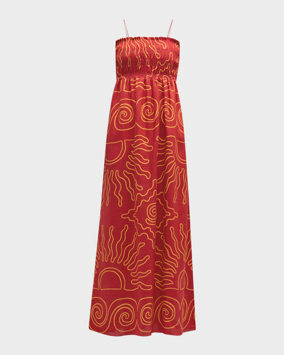 Ossane Square-Neck Sleeveless Linen Maxi Dress