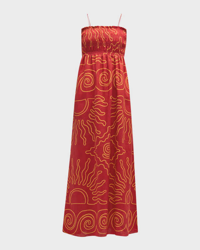 Ossane Square-Neck Sleeveless Linen Maxi Dress
