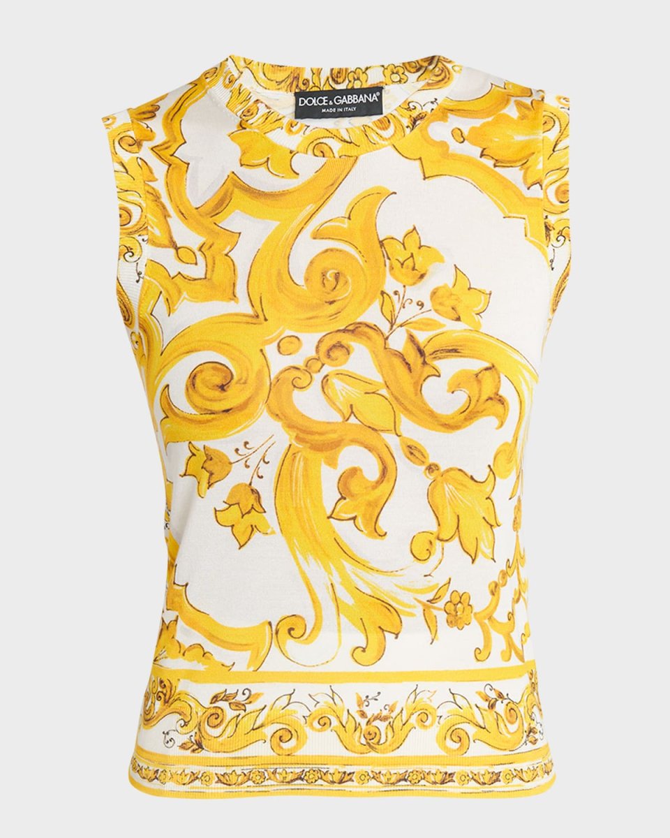 Brocade Print Knit Tank Top