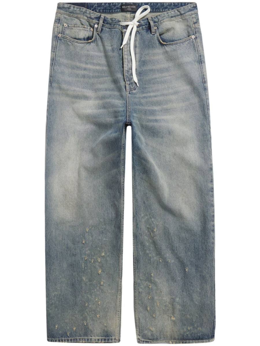 drawstring wide-leg jeans