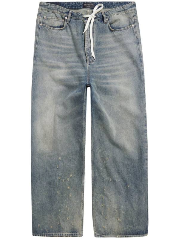 drawstring wide-leg jeans