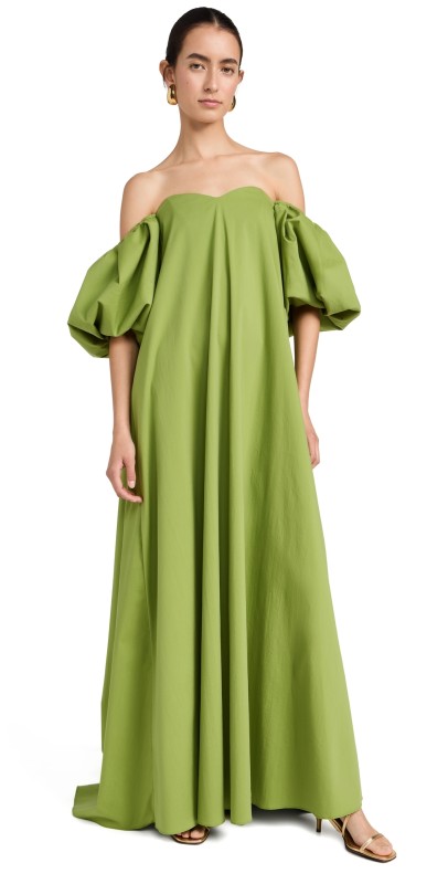 CAROLINE CONSTAS Palmer Off Shoulder Maxi Dress Pistachio
