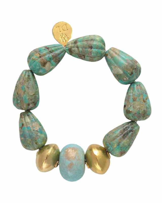 Carved Turquoise Stretch Bracelet