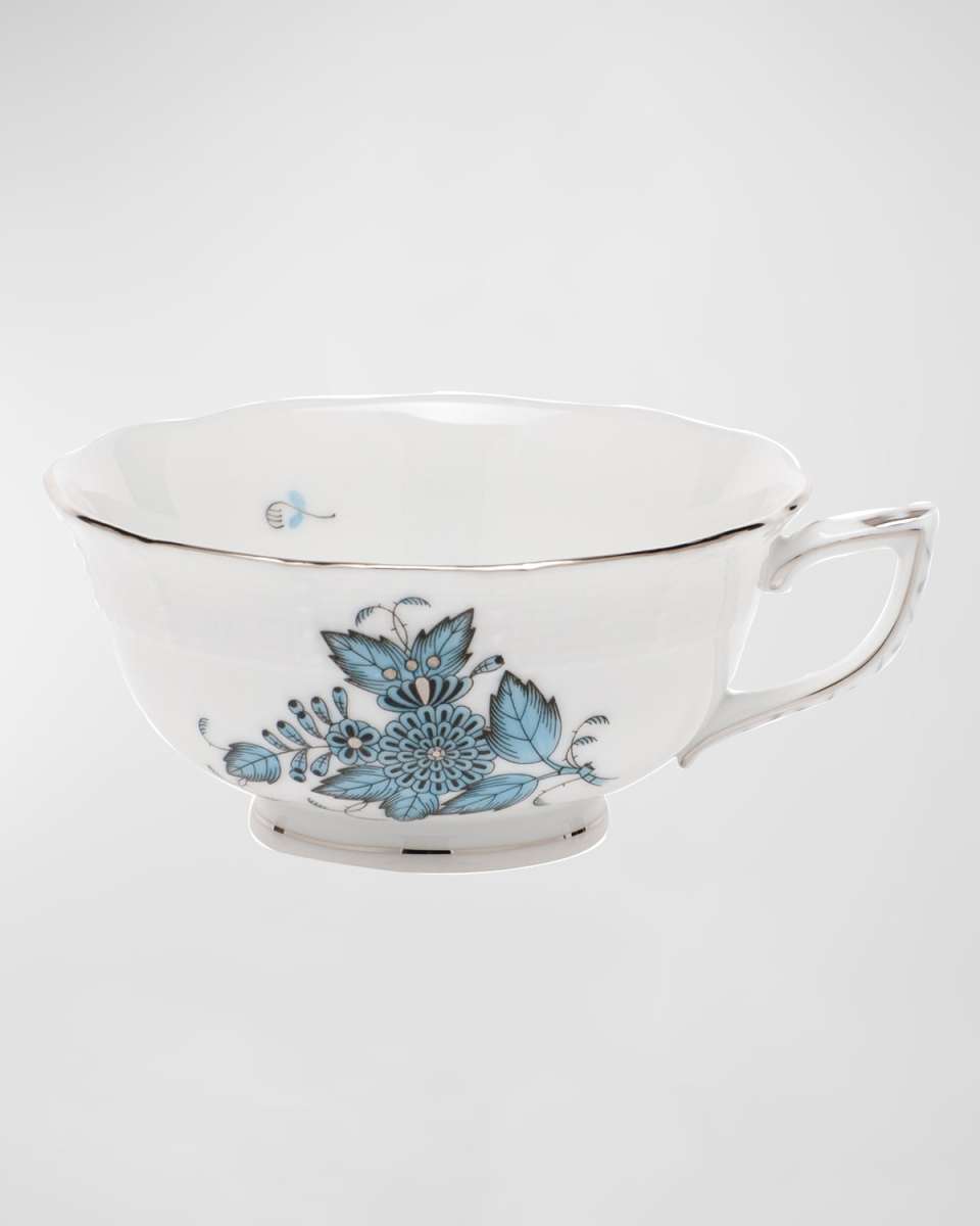 Chinese Bouquet Turquoise & Platinum Teacup
