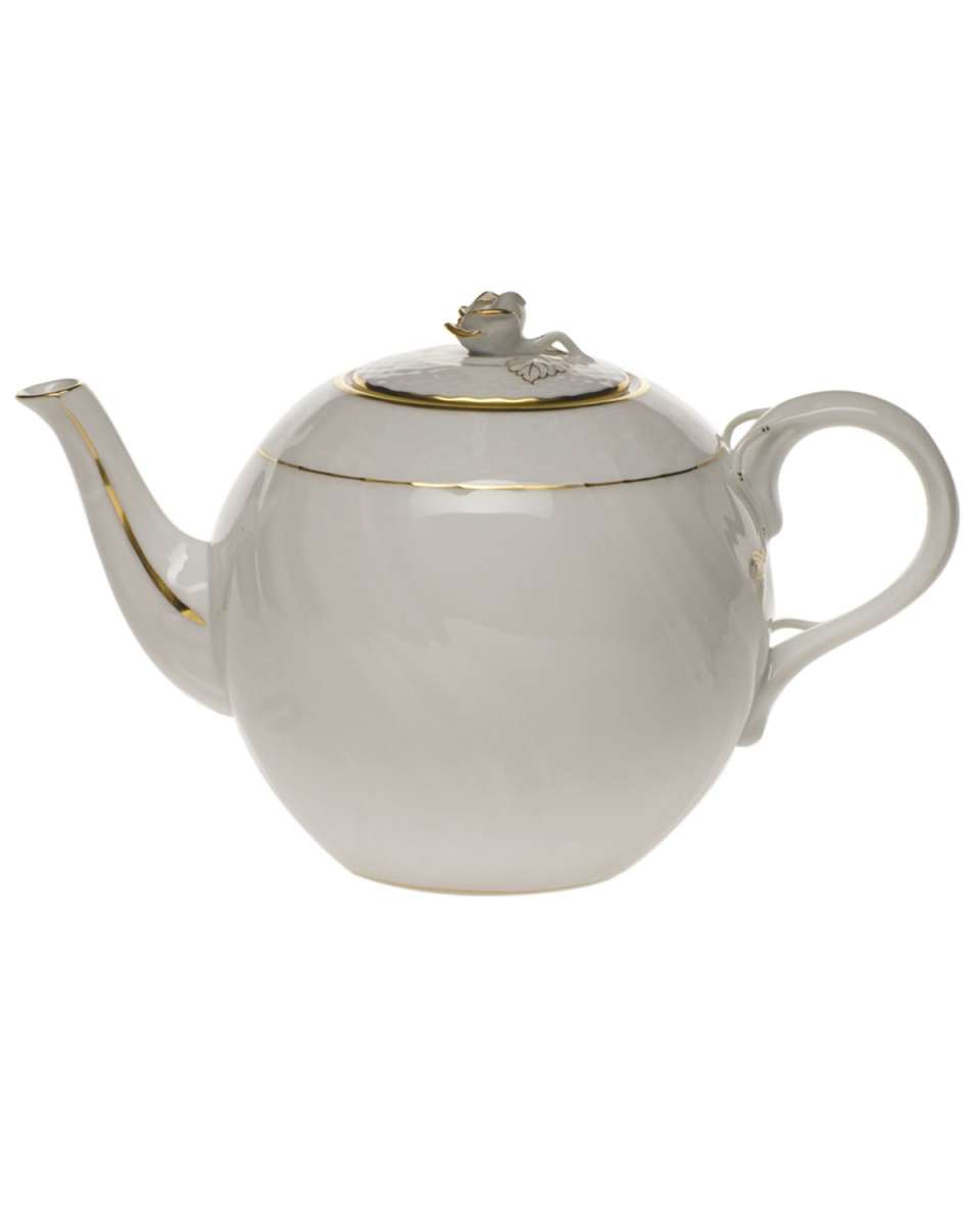 Golden Edge Teapot with Rose