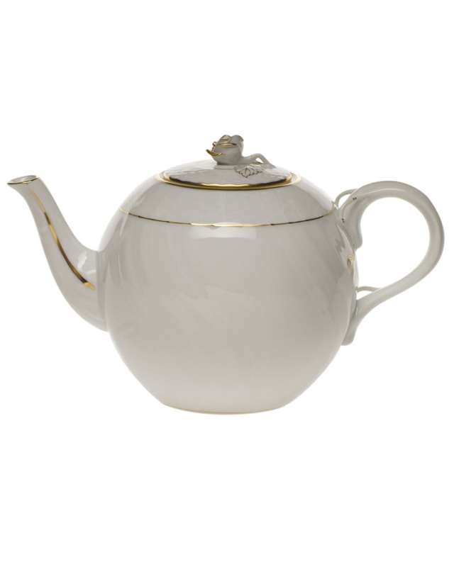 Golden Edge Teapot with Rose
