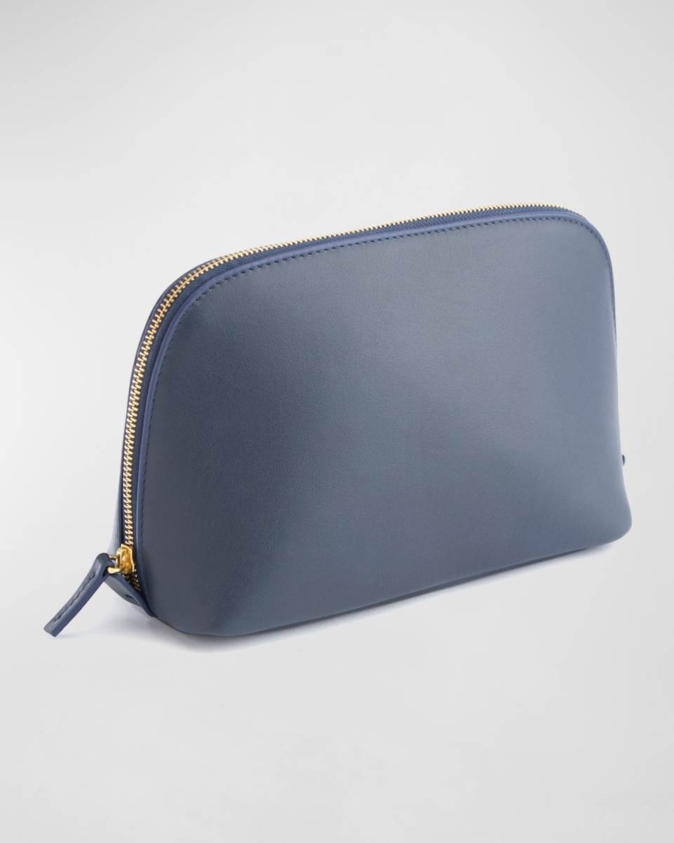 Monogrammed Large Leather Cosmetic Bag