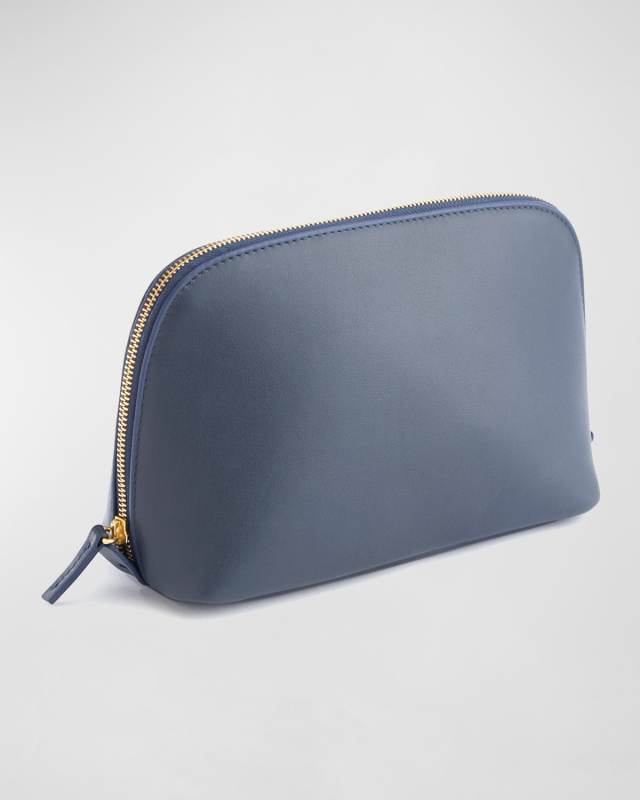 Monogrammed Large Leather Cosmetic Bag